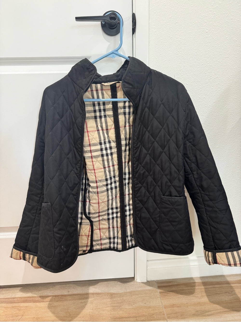 Burberry Beige and Black Check Quilted Jacket